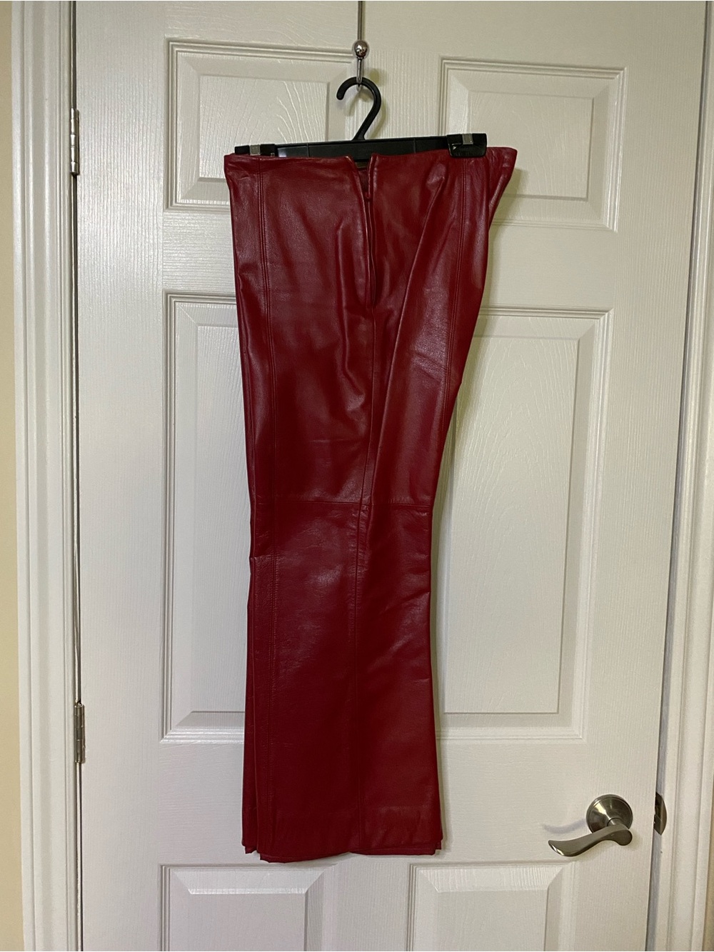 Danier Red Leather Straight Leg Women's Pants